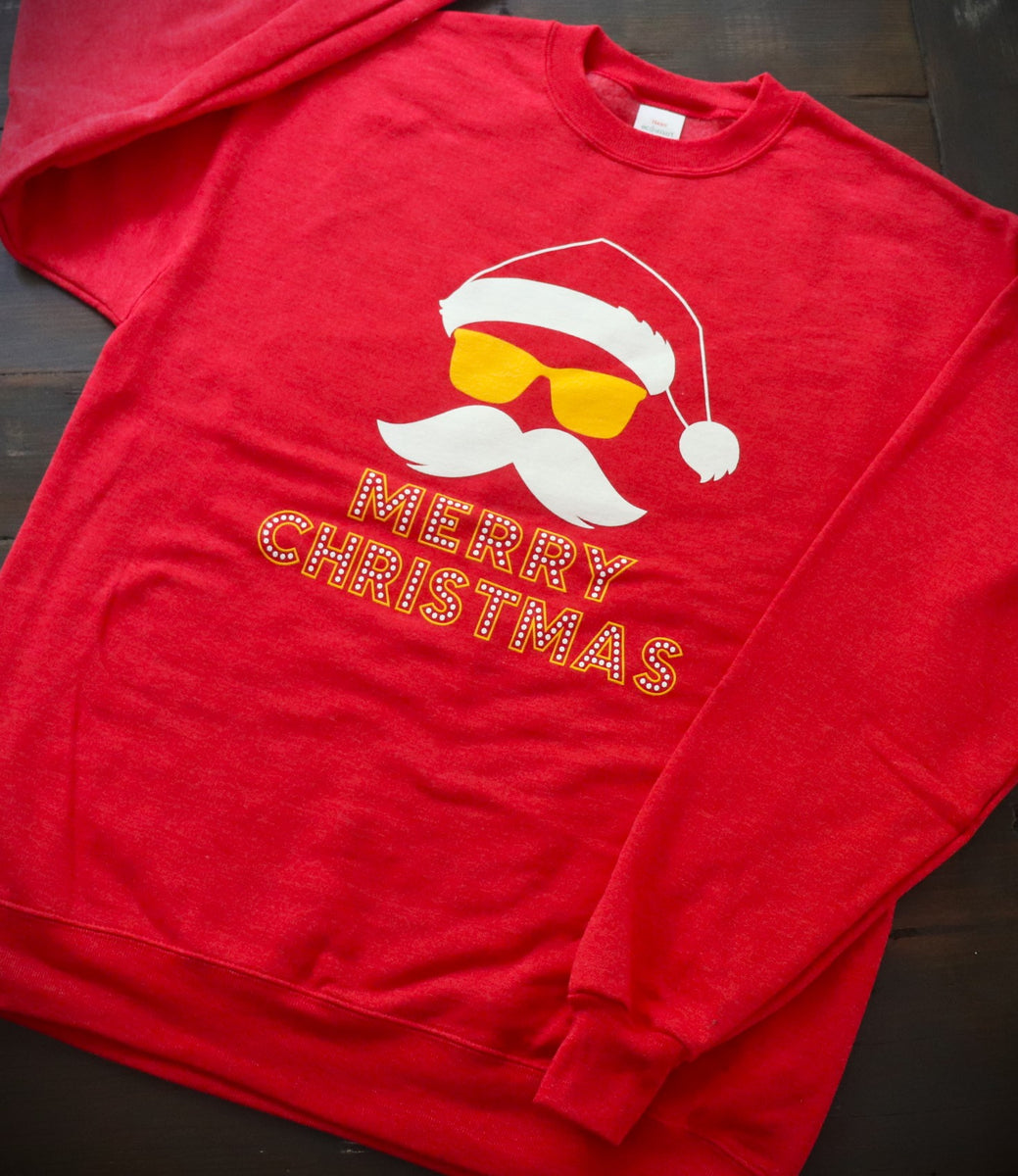 Hipster Santa Crew Neck Sweatshirt - KC Shirts