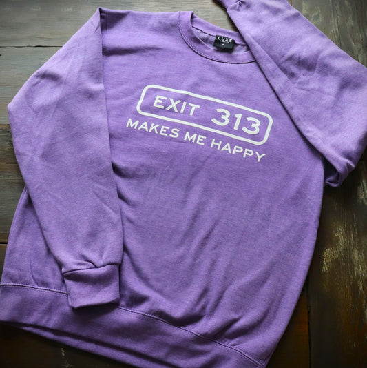 Exit 313 Heather Purple Crew Neck