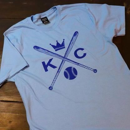 Light Blue KC Baseball Crossed Bats