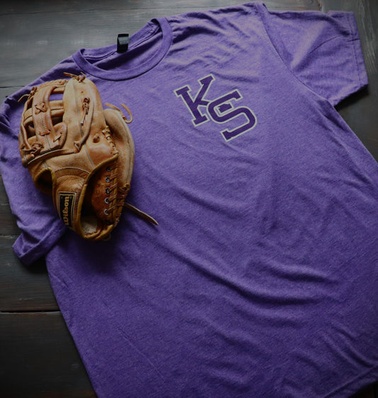 Front Left Chest K-State KS Heather Purple Short Sleeve T-Shirt