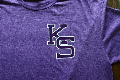 Front Left Chest K-State KS Heather Purple Short Sleeve T-Shirt