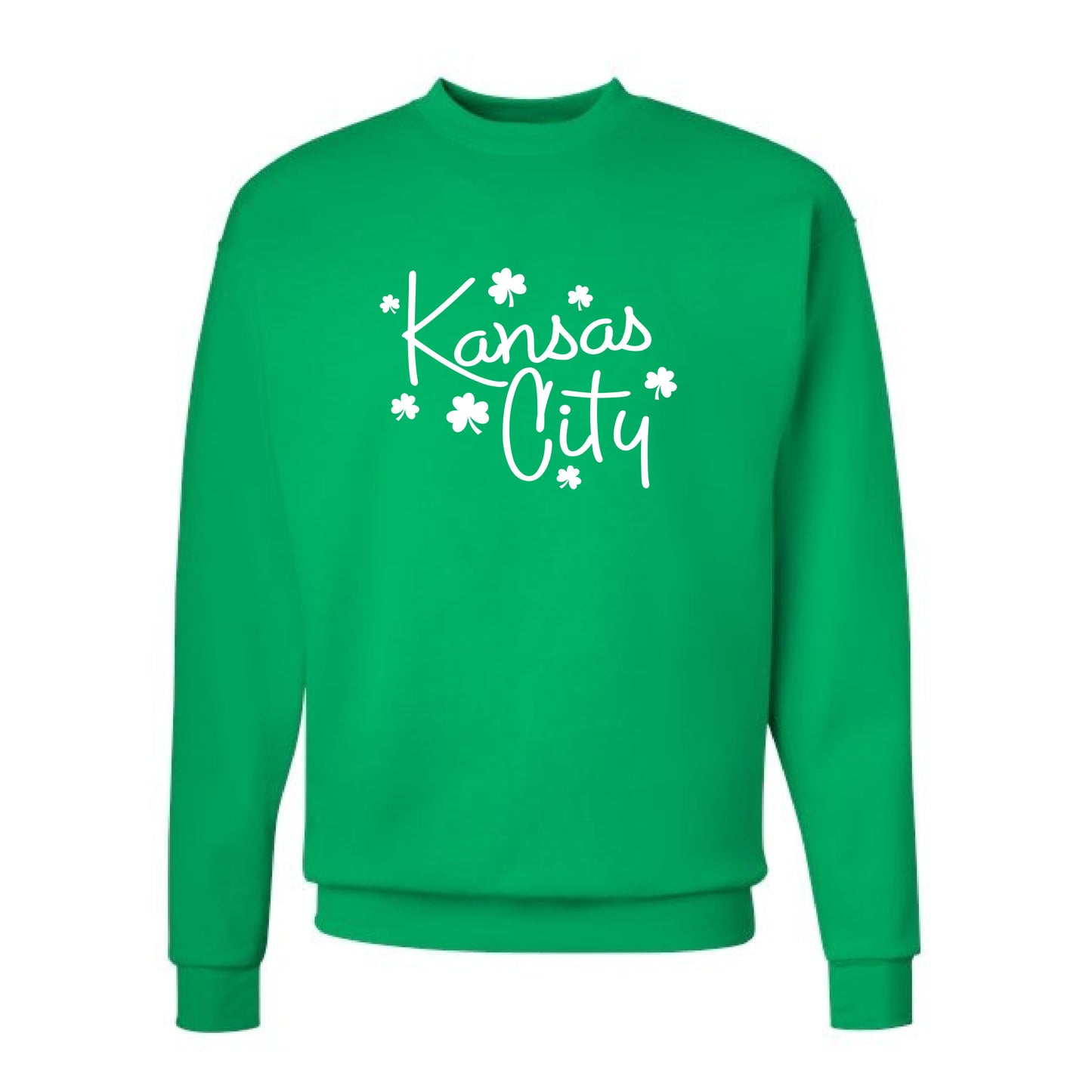 Kansas City Script Shamrock Crew Neck Sweatshirt