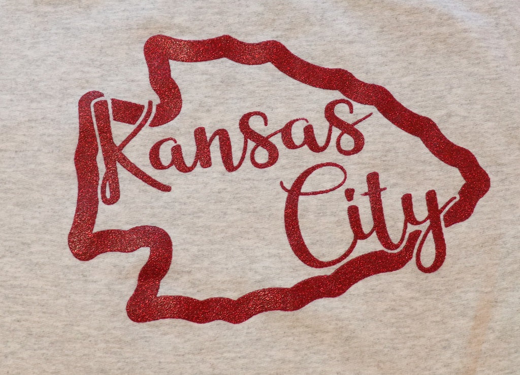 Glitter Kansas City Arrowhead Crew Neck