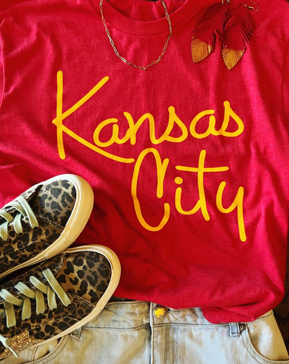 Kansas City Script Font on Red