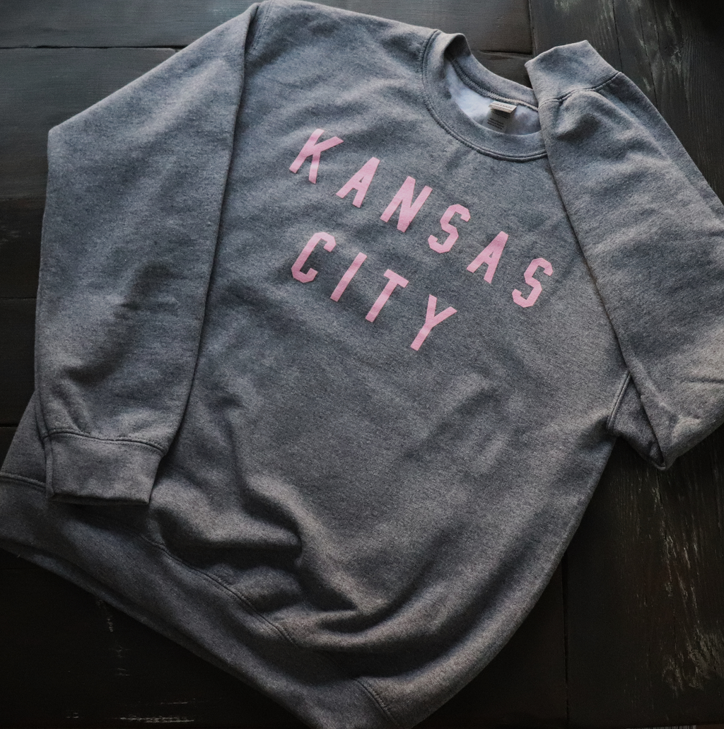 Kansas City in Pink Crew Neck Sweatshirt