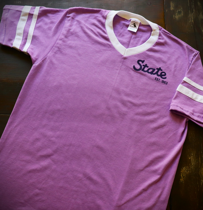 K-State Lavender V-Neck State T-Shirt